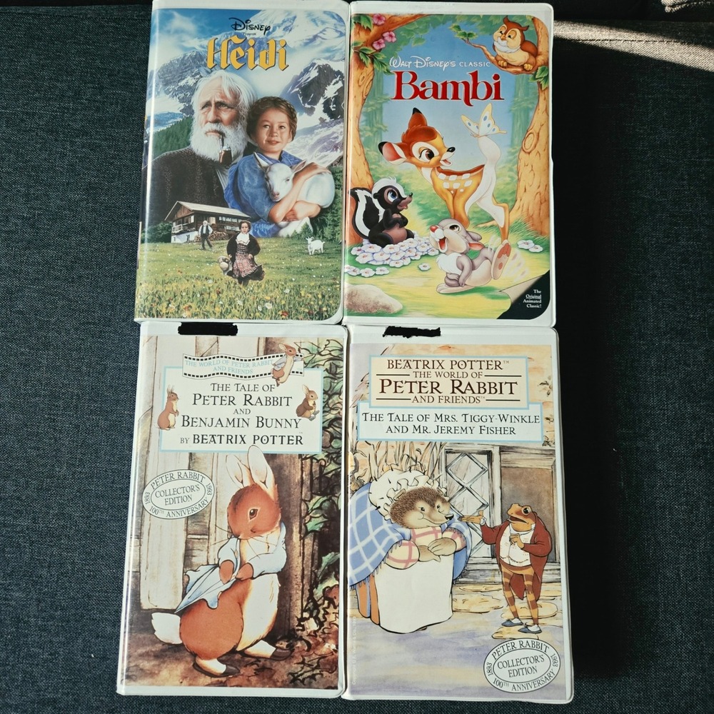 Disney Classic VHS Black Bambi Movie Lot Kids OS Multi Excellent Vintage Classic